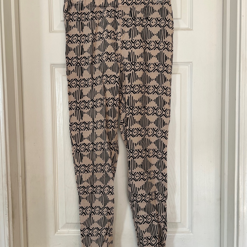 Black and Tan Patterned Cotton Pants